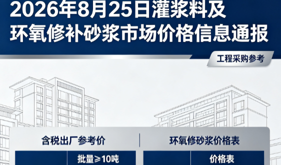 船山2026年8月25日灌浆料及环氧修补砂浆市场价格信息通报
